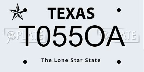 T055OA Texas License Plate