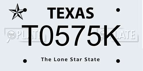 T0575K Texas License Plate