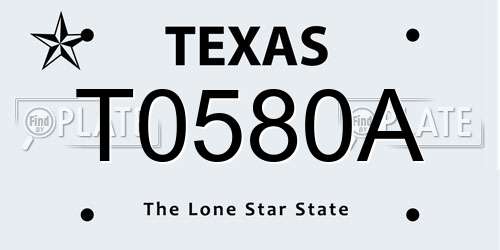 T0580A Texas License Plate