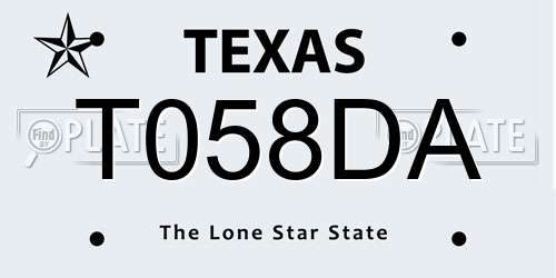 T058DA Texas License Plate