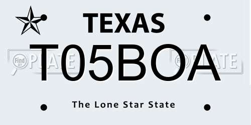 T05BOA Texas License Plate