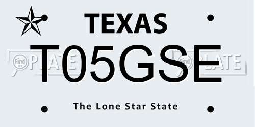 T05GSE Texas License Plate