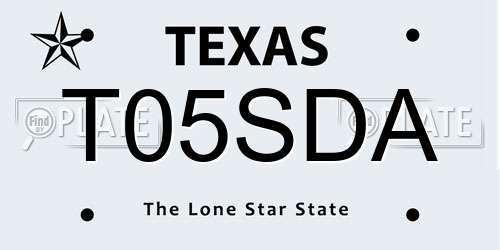 T05SDA Texas License Plate