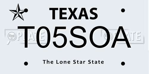 T05SOA Texas License Plate