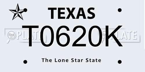 T0620K Texas License Plate