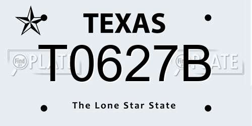T0627B Texas License Plate