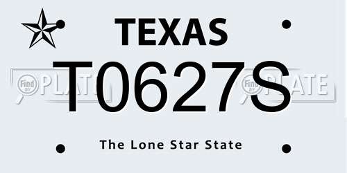 T0627S Texas License Plate