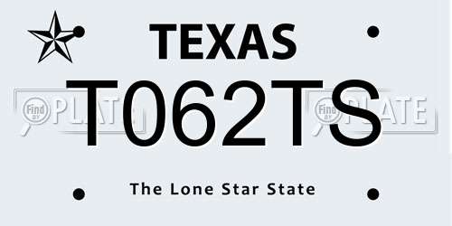 T062TS Texas License Plate