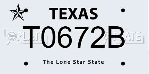 T0672B Texas License Plate