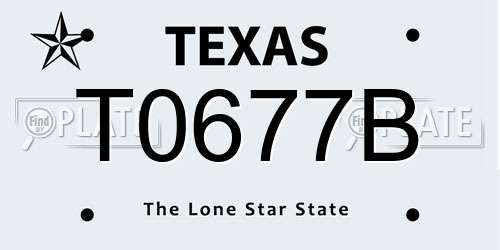 T0677B Texas License Plate