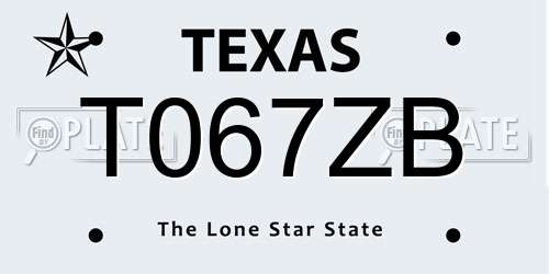 T067ZB Texas License Plate