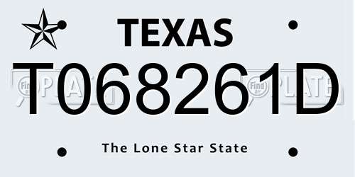 T068261D Texas License Plate