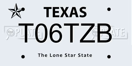 T06TZB Texas License Plate