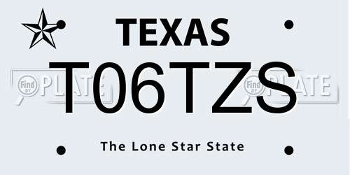 T06TZS Texas License Plate