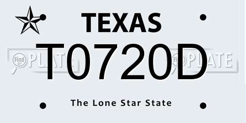 T0720D Texas License Plate