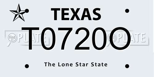 T0720O Texas License Plate