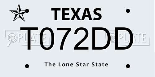 T072DD Texas License Plate