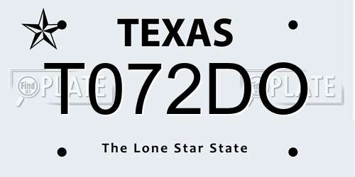 T072DO Texas License Plate