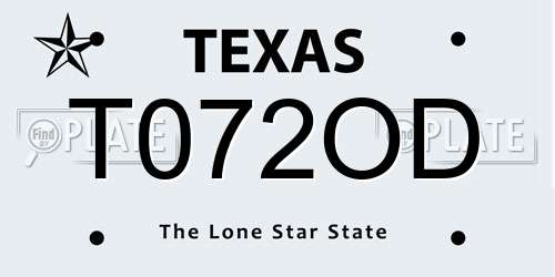 T072OD Texas License Plate