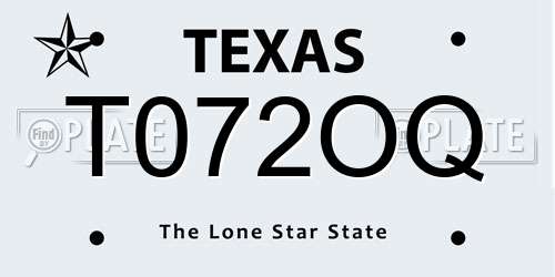 T072OQ Texas License Plate