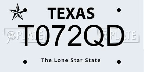 T072QD Texas License Plate