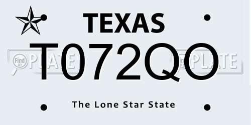T072QO Texas License Plate