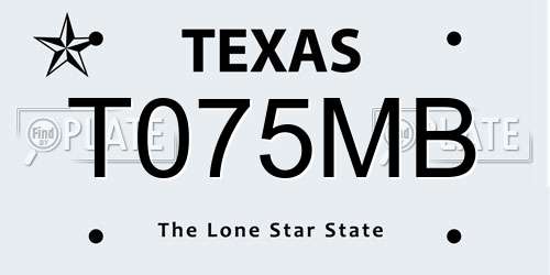T075MB Texas License Plate