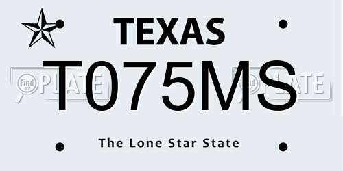 T075MS Texas License Plate