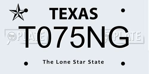 T075NG Texas License Plate