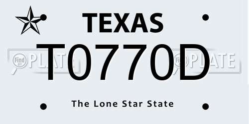 T0770D Texas License Plate
