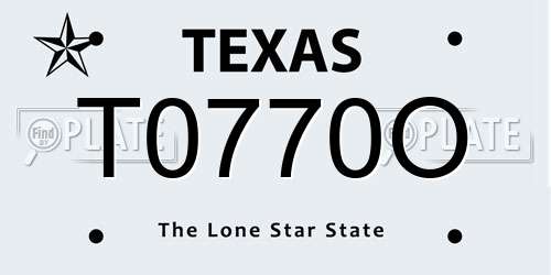T0770O Texas License Plate