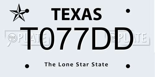 T077DD Texas License Plate