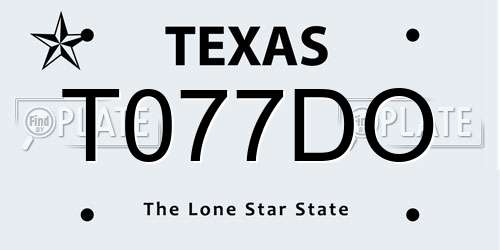 T077DO Texas License Plate