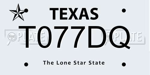 T077DQ Texas License Plate