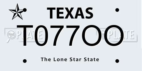 T077OO Texas License Plate
