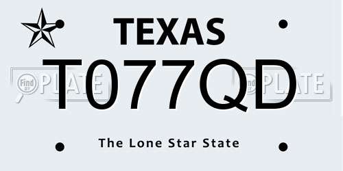 T077QD Texas License Plate