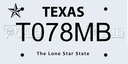 T078MB Texas License Plate