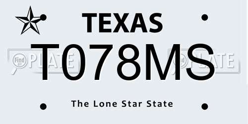 T078MS Texas License Plate