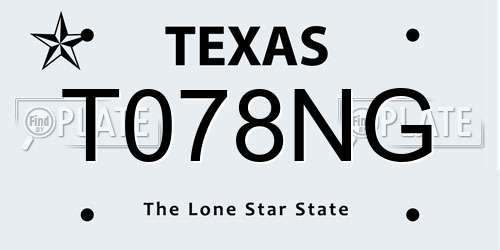 T078NG Texas License Plate