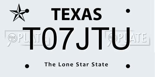 T07JTU Texas License Plate