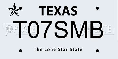 T07SMB Texas License Plate