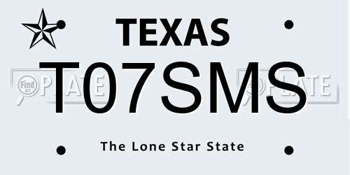 T07SMS Texas License Plate