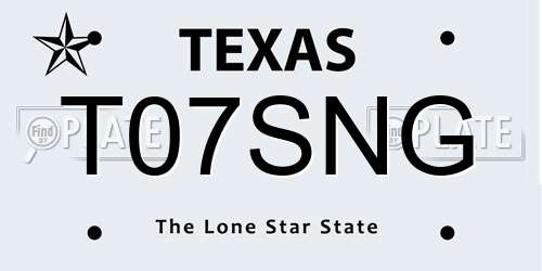 T07SNG Texas License Plate