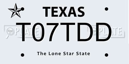 T07TDD Texas License Plate