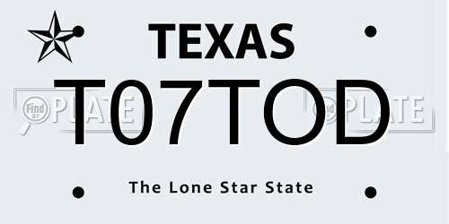 T07TOD Texas License Plate