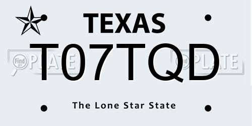 T07TQD Texas License Plate