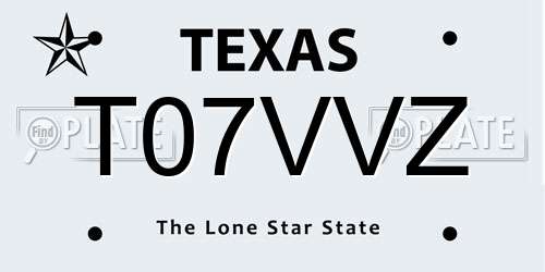 T07VVZ Texas License Plate