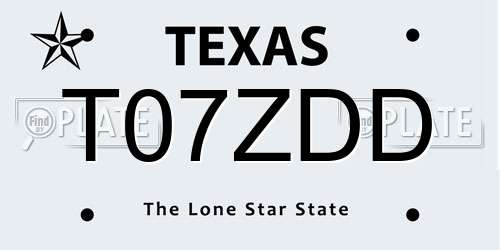 T07ZDD Texas License Plate