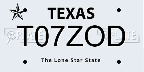 T07ZOD Texas License Plate