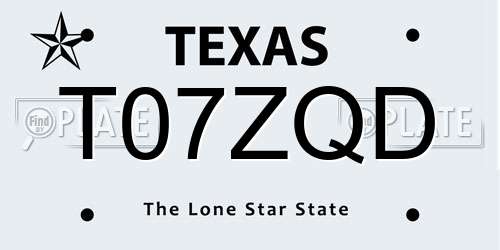 T07ZQD Texas License Plate